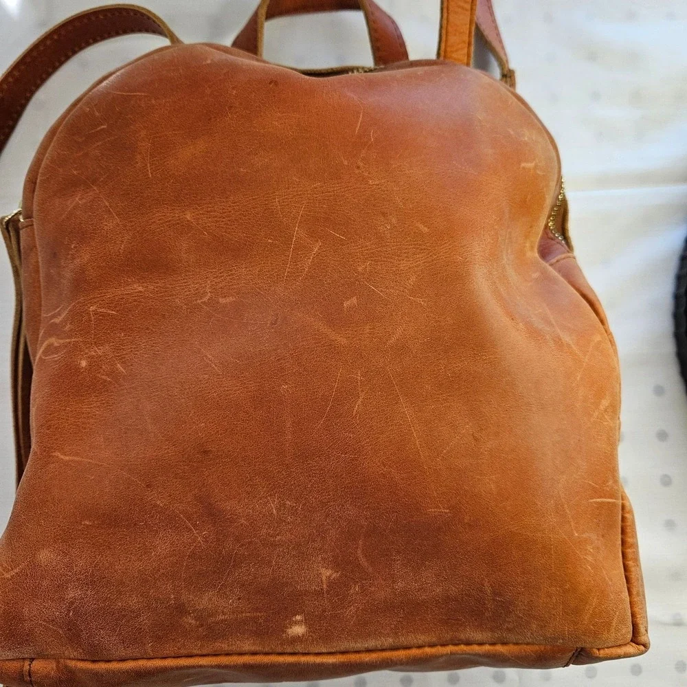 Raven + Lily Brown Natural Leather Minimalist‎ Backpack